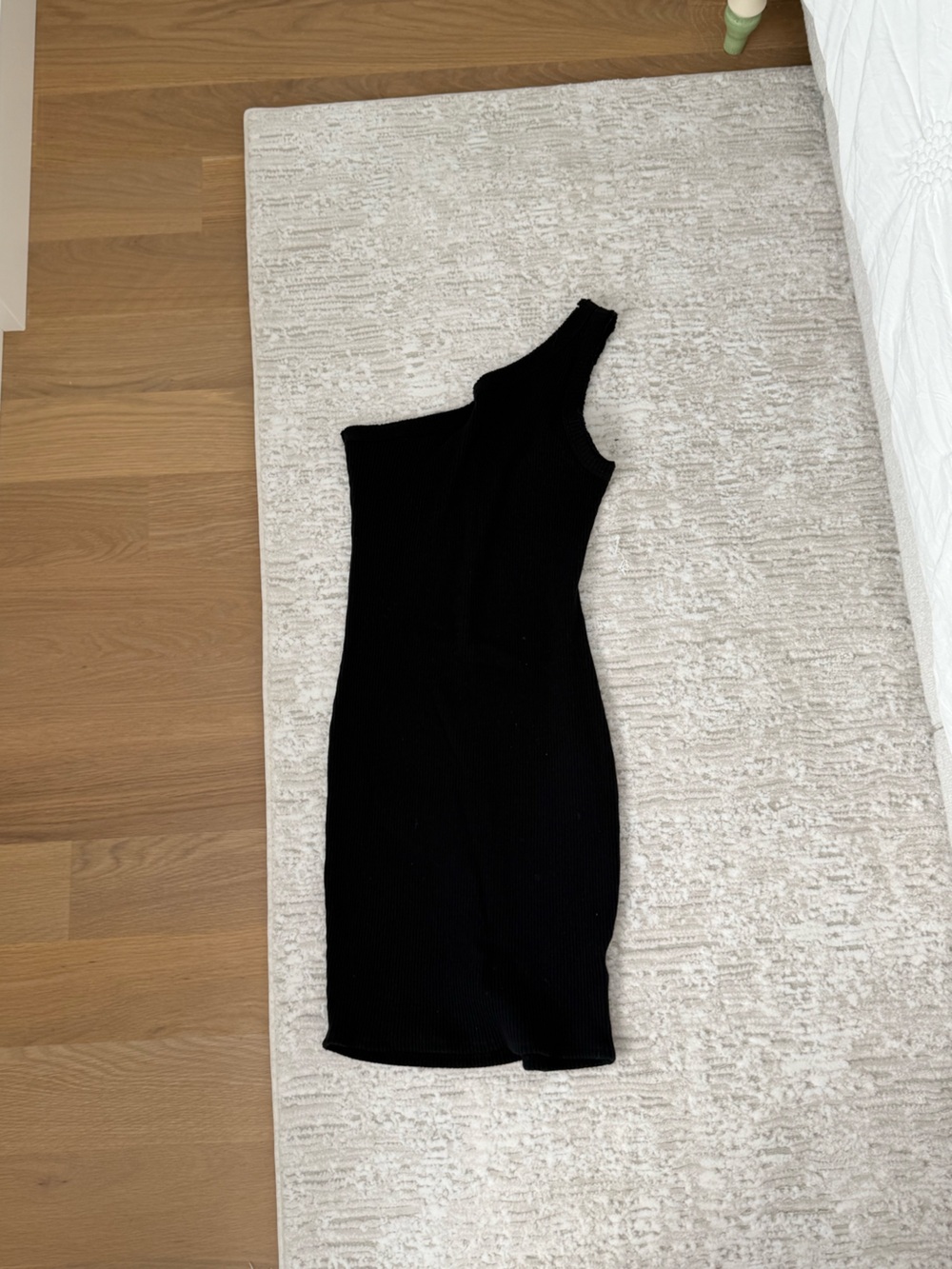 Black One-Shoulder Ribbed Women’s Sweater Dress